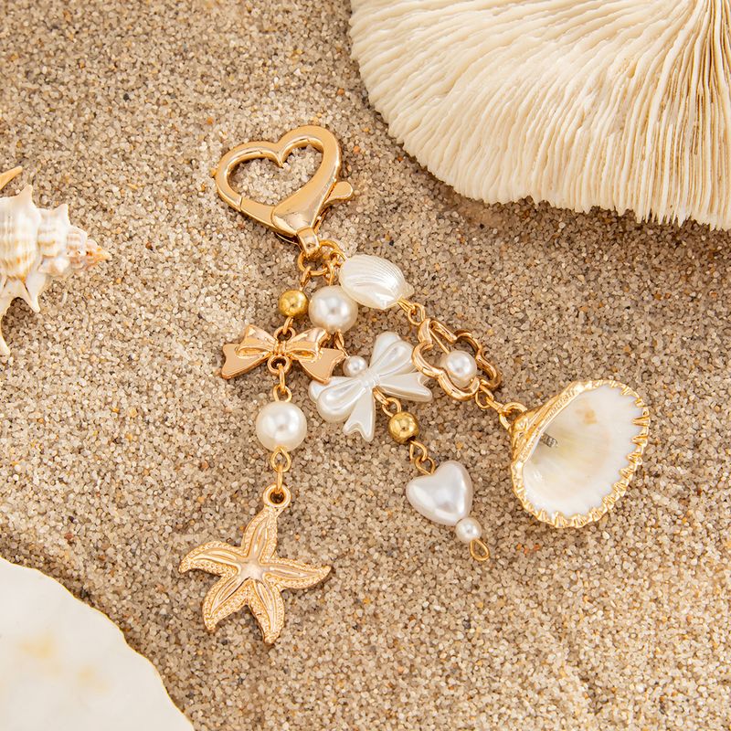 Ocean Vacation Style Dolphin Conch Shell Sea Turtle Key Chain Irregular Crystal Pendant Bag Charm_voghion.com