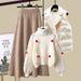 Elegant Winter Outfit Set For Petite Women - Knit Sweater, Vest & Skirt 3-Piece Coordinated Ensemble, Soft & Stylish, Office & Casual Wear_voghion.com