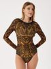 K Sexy Mesh One-piece Swimsuit With Positioning Print; No Glasses Or Other Accessories_voghion.com