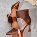 Women's Shoes Brown Zipper High Heels Mules Women's Shoes Stiletto Fashionable Pointed Toe Simple High Heels Single Shoes Women_voghion.com