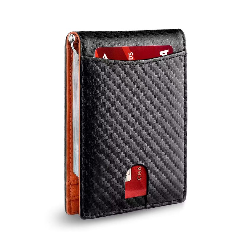 Geldklammern Herren-Dollar-Geldbörse Herren-Geldbörse aus Kohlefaser Echtleder-Geldbörse Multi-Card-Geldbörse mit Diebstahlschutz Mikrofaser-Kartenhalter_voghion.com