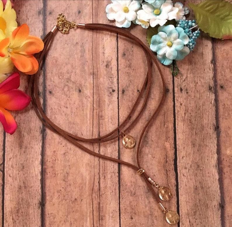Collana girocollo con ciondolo rotondo autoregolante con cinturino in velluto, semplice e alla moda_voghion.com