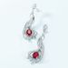 Orecchini lunghi con foglie cave antiche S925 in argento con borchie rosse e blu_voghion.com