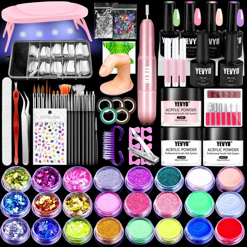 Acrylic Nail Kit With Drill, 4 Colors Gel Polish And UV Light Nail Kit, Birthday Gifts For Women, Valentines Day Gifts For Girl, Professional Nails Kit Acrylic Set With Everything For Beginners_voghion.com