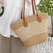 für Damen Sommerhandtasche Strandtasche Große Kapazität Gewebte Schultertasche Rattan Stroh Eimer Tasche Trendy_voghion.com