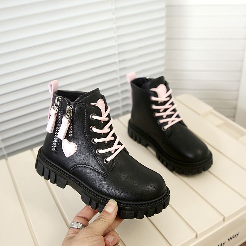 Mother & Kids Short Boots Fashionable Girls' Fashion Winter Boots - Soft Sole Ankle Boots For Kids, Stylish & Comfortable, Pink & Black, Sizes 26-37_voghion.com