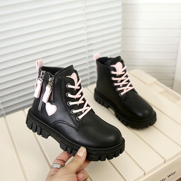 Mother & Kids Short Boots Fashionable Girls' Fashion Winter Boots - Soft Sole Ankle Boots For Kids, Stylish & Comfortable, Pink & Black, Sizes 26-37_voghion.com