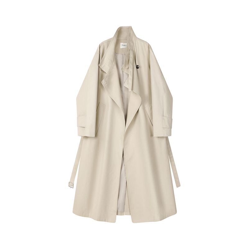 XinmonLee – Trench long haut de gamme, élégant, style coréen, ample, décontracté, col montant, début d'automne_voghion.com