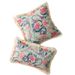 Housse de coussin de canapé à imprimé floral coloré et décoratif avec bordure à pompon de style nordique_voghion.com