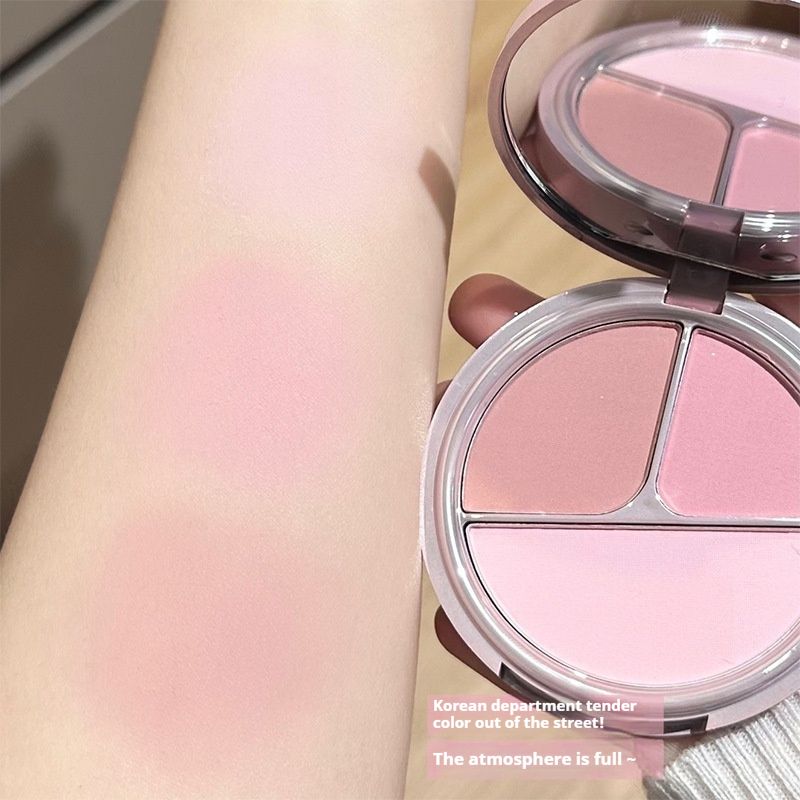 Tri-color Foundation Blush Palette, Highlighter, Matte And Multi-purpose Blusher_voghion.com