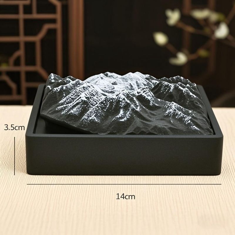 Large Lid Anti-Dust Cement Ashtray Creative Snow Mountain Black Living Room Extinguisher Decorative Ornament Gift_voghion.com