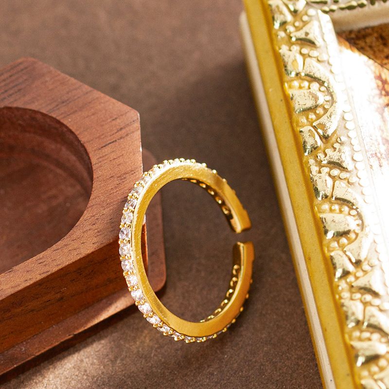 Fashionable Diamond Studded Single Row Zircon Adjustable Opening Ring For Women With A Light Luxury And High-end Feel_voghion.com
