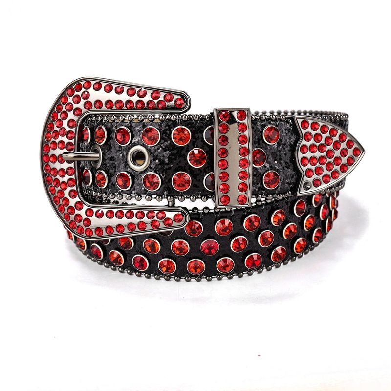 Gürtel mit dunkler Diamanteinlage für Damen im Ins-Stil mit Pailletten, Punk-Hip-Hop-Nietendekoration, breiter Bund_voghion.com