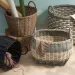 Zita Oval Resin Woven Wicker Multi-Use Storage Basket With Handles - 18' X 15' X 15' - White-Gray - For Towel, Toys, Magazines Storage And Home Deco_voghion.com