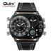 Men's Dual Time Zone Fashion Watch With Compass Design, Large Square Dial, Genuine Leather Strap, Singapore Quartz Movement Luxurious Gift_voghion.com