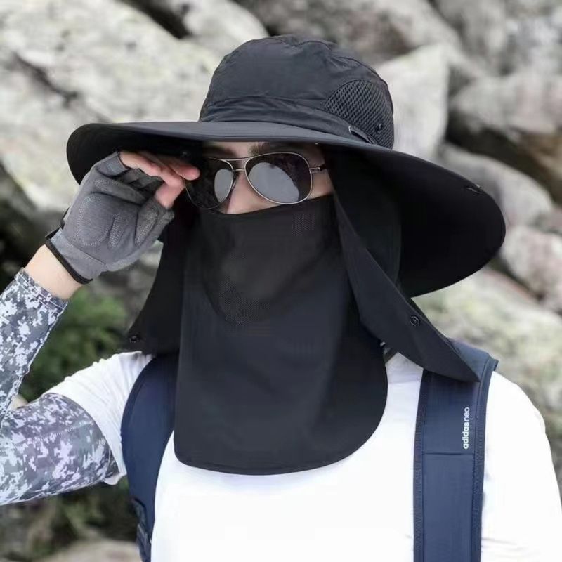 Nya produkter Nya produkter Rea Herr Solskydd Bredbrättad Anti-UV Jordbruksarbete Med Ansiktsmask Utflykt Sommar Fiskarmössa_voghion.com