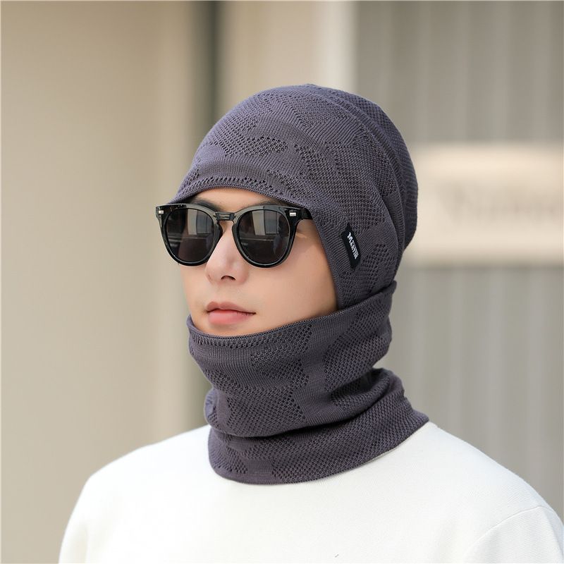 Korean Version For Men's Winter Knitted Trendy Cycling Cold Hat, Ear Protection, Thickened Warmth, Plush Cotton Wool Hat_voghion.com