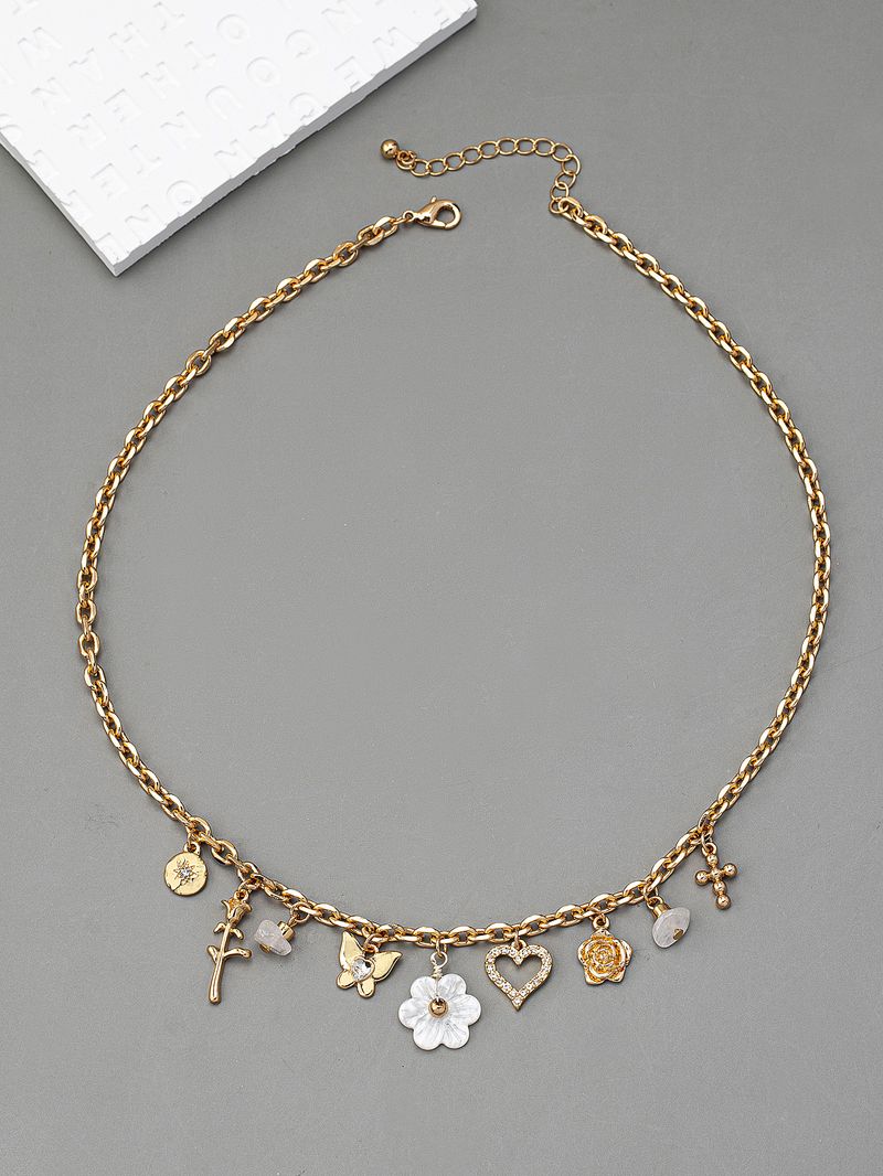 Collana con ciondolo a forma di fiore dolce, moda, per pendolari, personalità, temperamento, catena clavicola esagerata per donne_voghion.com