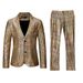 CT Men's European Size Rainbow Plaid Gold Foil Stage Nightclub Cool Performance Shiny Suit Pants Two-Piece Set_voghion.com