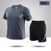 Outdoor 2024 Neues Kurzarm-T-Shirt-Set für den Sommer für Herren, schnelltrocknend, zweiteilig, locker und atmungsaktiv, lässige Laufsportbekleidung_voghion.com
