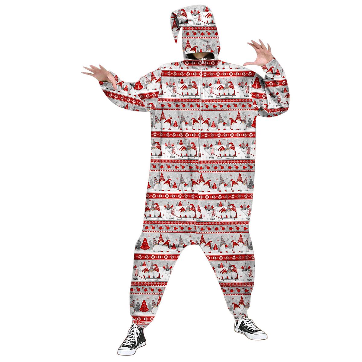 Férfi vicces overál őszi-téli polár kapucnis pulóverrel és kardigánnal_voghion.com