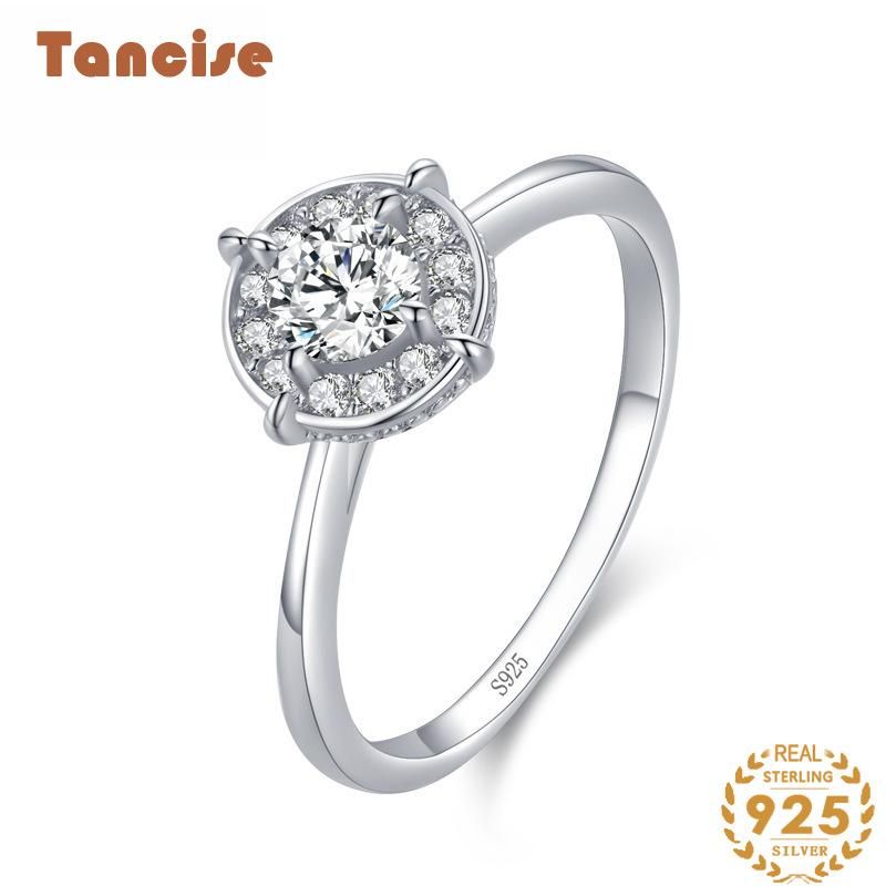  Tancise Classic Zircon Silver Ring Ladies Jewelry Wedding Promise Party Gift_voghion.com