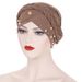 nuovo cappello foulard multicolore in tinta unita con perline per donna cappello pullover con doppia treccia con perline, stock pronto musulmano_voghion.com