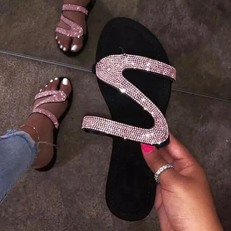 Sexy Women Sandal Summer Beach Shallow Mouth Rhinetone Ladie Fahion Show Comfortable Light Shoe Sandalia_voghion.com