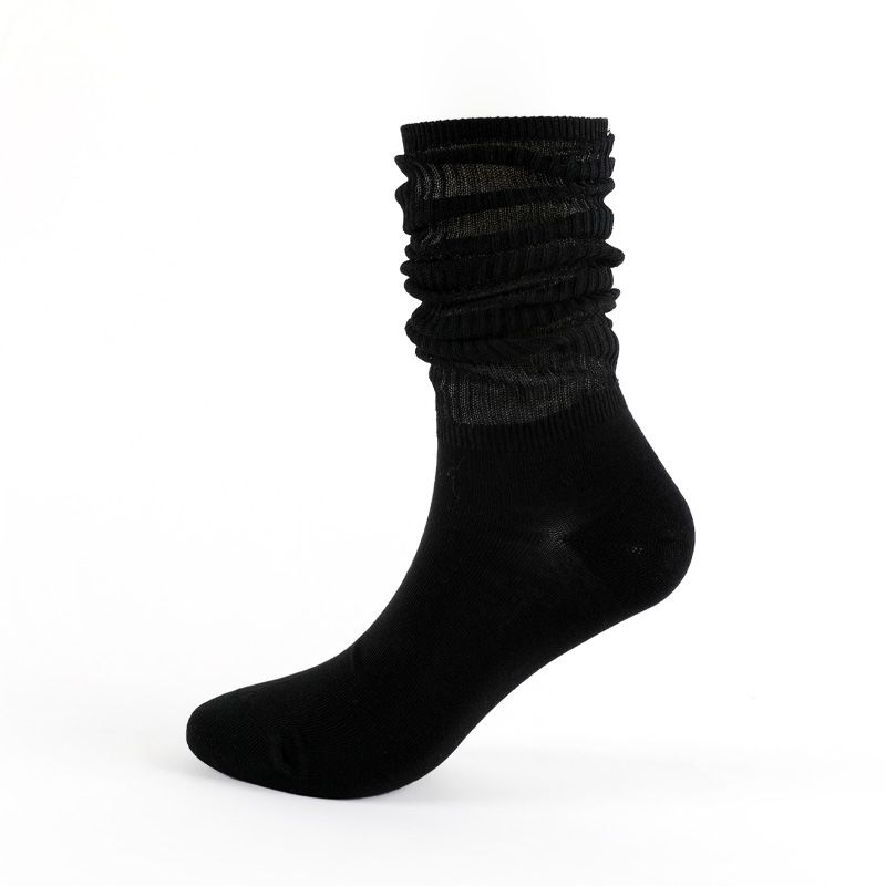 2025e MEIKAN Pile Thin Spring Summer Cotton White Mid-Calf Long Tube Women Socks_voghion.com