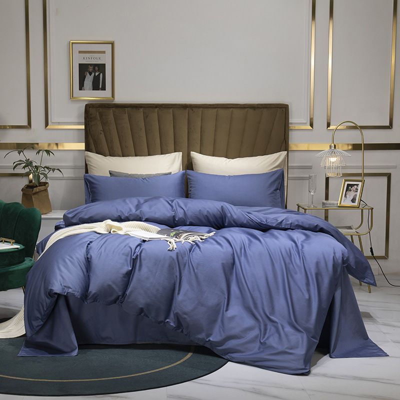 Home Textile Pure Cotton 60 Count Solid Color Quilt Cover Three Piece Set Simple And Smooth Cotton Bedding_voghion.com
