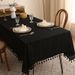Black Lace Tablecloth With Tassels - Vintage Rectangular Dining Table Cover For Party Decor_voghion.com