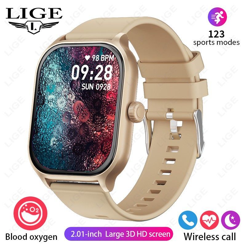 LIGE Cross Border X8 Intelligente wasserdichte Modeuhr 2.01 Großbild-Bluetooth-Anruf Blutdruck Blutsauerstoff Gesundheitsüberwachung_voghion.com