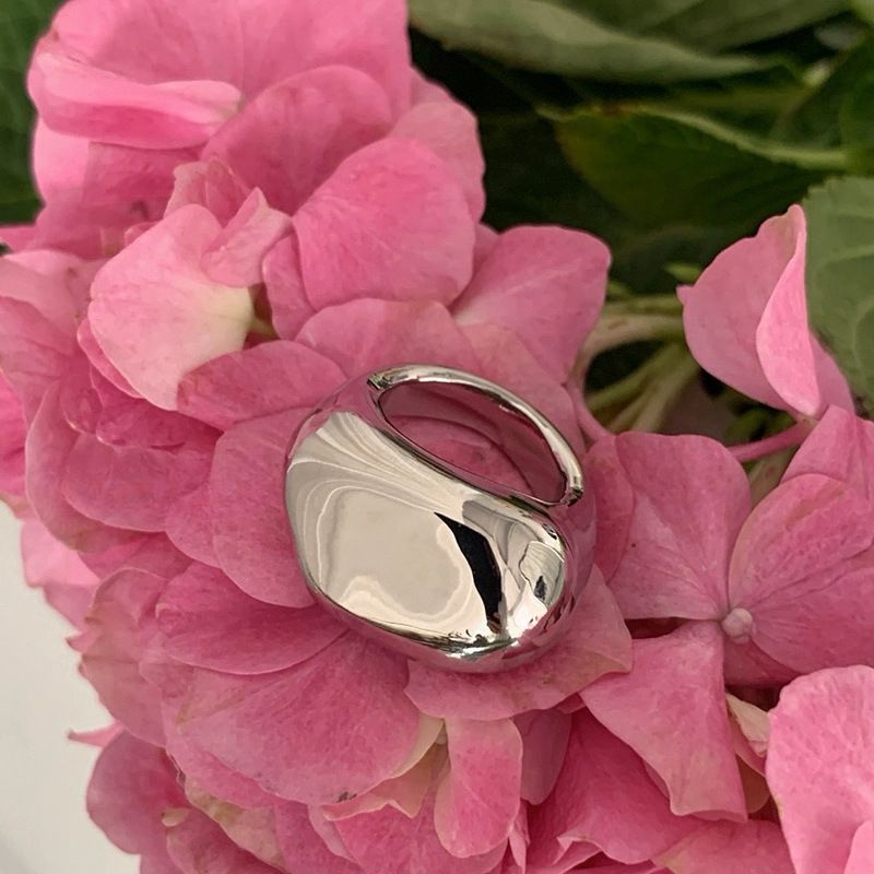 Yuyu Mirror Metal Wide Heavy Ins Personality Exaggerated Large Glossy Fashion Minimalist Ring_voghion.com