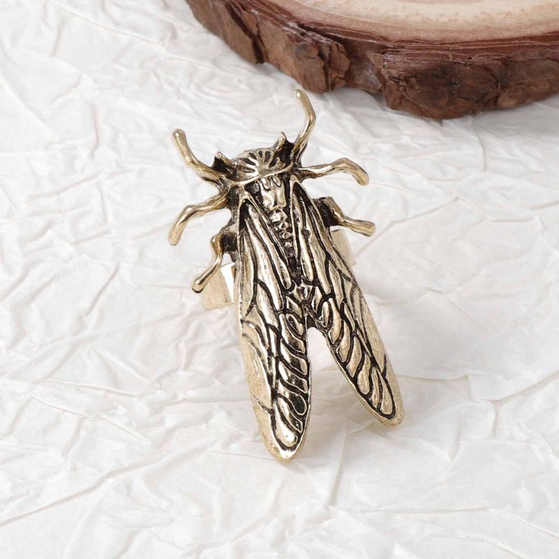 Anello regolabile da donna, versatile, casual, quotidiano, in lega, con design alla moda e a forma di animale e insetto._voghion.com