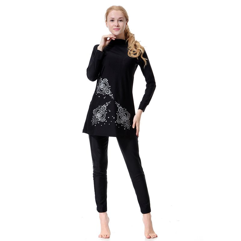 Muslim Swimwear Women's Swimsuit, Long Sleeves, Trousers, Hooded Conservative Swimsuit, Two-piece Set Printed Style, Hot Spring Sun Protection_voghion.com