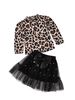 Top a maniche lunghe con stampa leopardata per bambini con gonna in pizzo con fiocco Abito da ragazza in due pezzi_voghion.com