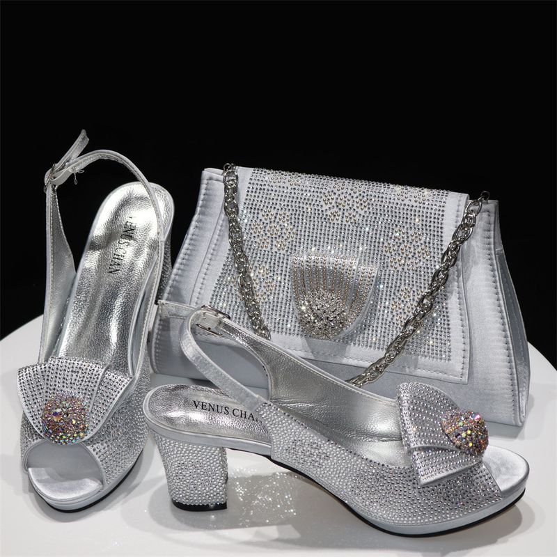 Ensemble de sacs à chaussures pour femmes Combinaison de sandales à bouche de poisson pour femmes + pochette_voghion.com