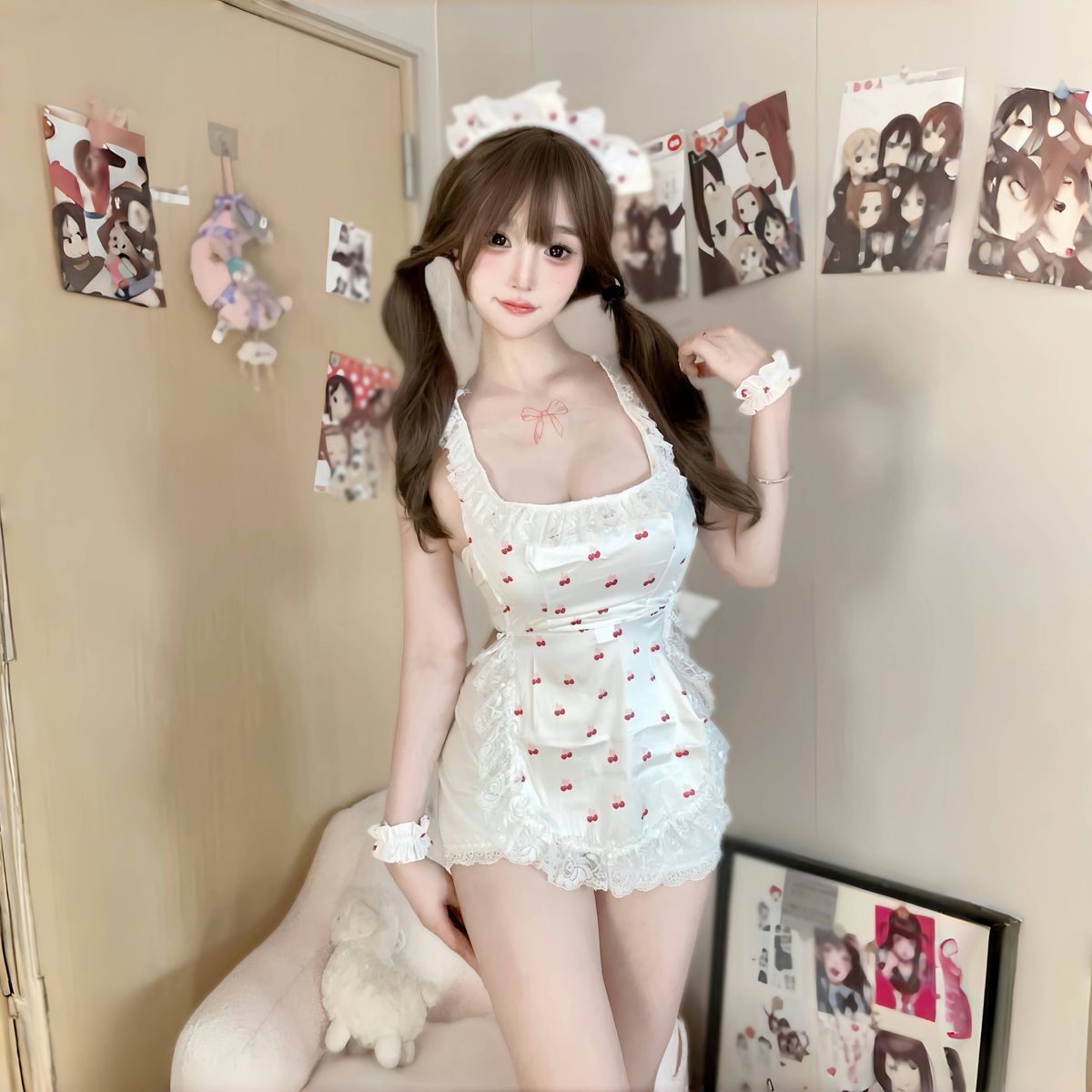 Intimitéiten 2024 Neit Sexy Attraktivt Kleed Pamas Passioun Bett Schimmt Uniform Gratis Déngschtmeedchen Nuetshemd_voghion.com