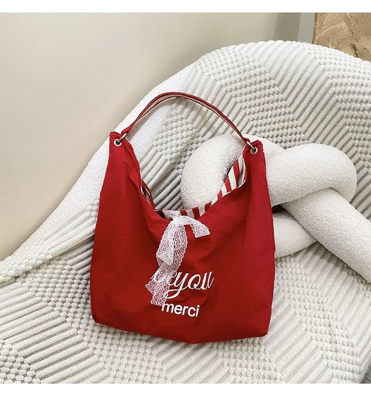 Comparable Bean Self-Made Summer Large Capacity Embroidered Canvas Ins Style Simple Letter Commuter Versatile Shoulder_voghion.com
