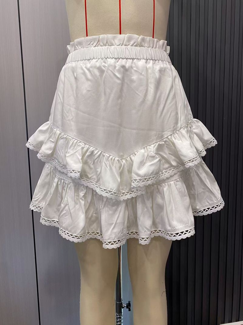 "Mehrlagiger, gestufter Rüschenrock für Damen, Sommer, hohe Taille, Minirock, einfarbig, süßer, ästhetischer Rock für Damen", Größe S-2XL_voghion.com