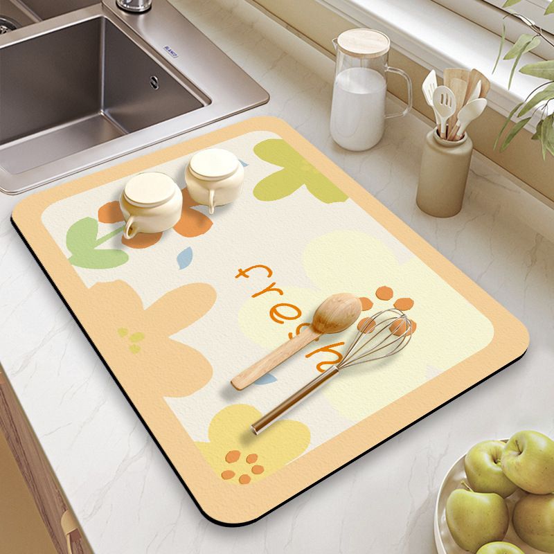 Kitchen Countertop Absorbent Dishwashing Pad Dish Drain Pad Bowl Coaster Bathroom Desktop Leather Absorbent Pad Can Be Cut_voghion.com
