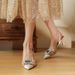 3289-9 Rhinestone Square Buckle High Niche Design, Transparent Toe Cap Sandals, Women's Slim Heels, Sheepskin Pointed_voghion.com