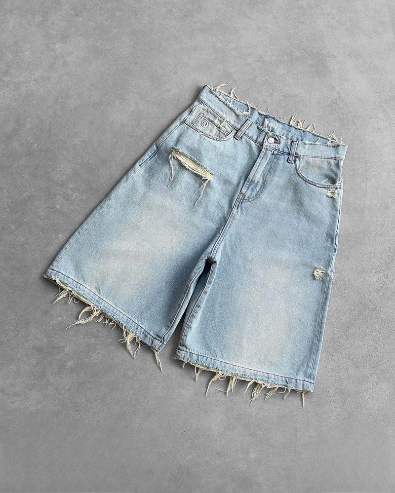 [DarkRiot] Men's Gothic Washed Denim Shorts - Punk Ripped 5" Shorts | Y2K Streetwear_voghion.com