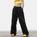 American Style Wide-Leg Cargo Unisex Summer New Drawstring Elastic Waist Versatile Sports Casual Pants_voghion.com