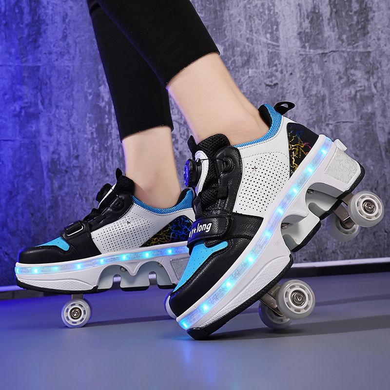 Kinderkleidung Heelys 6 bis 12 Jahre alte Rollschuhe mit vier Rädern Kinder-Rollschuhe mit automatisch einziehbaren Rädern_voghion.com