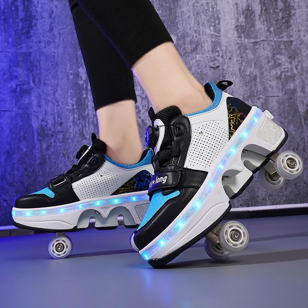 Kinderkleidung Heelys 6 bis 12 Jahre alte Rollschuhe mit vier Rädern Kinder-Rollschuhe mit automatisch einziehbaren Rädern_voghion.com