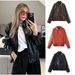 Faux Leather Pilot Jacket For Women - Stylish Streetwear Bomber Coat With Stand Collar, Long Sleeve, Zipper Closure (Black, Coffee, Red, Camel)_voghion.com