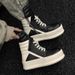 Unbeatable Quality 2025 Autumn/Winter New Short Boots With High Top Inverted Triangle Black And White Personalized Thick Bottom Thickened_voghion.com