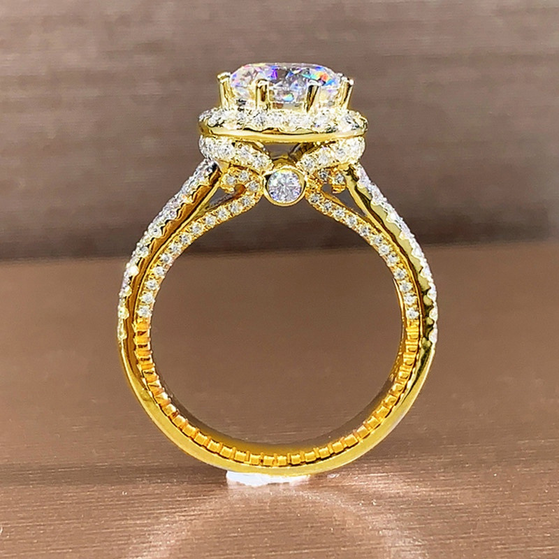 Cao Shi Live Broadcast Classic Micro Set Zircon Round Wrap Female Flash Diamond Heart Eight Arrow Wedding Ring_voghion.com