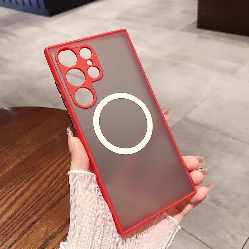 Magnetische Hautgefühl Hülle für Samsung S25 ULTRA S24 FE A06 A16 A26 A56 Drahtlose Ladeabdeckung_voghion.com